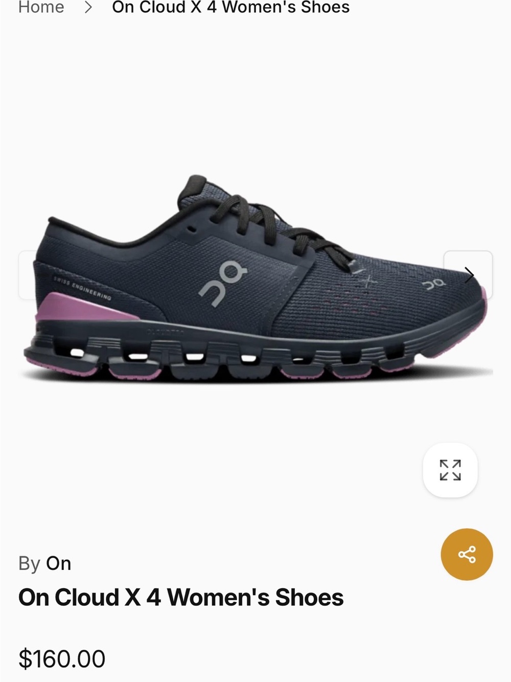 On Cloud X 4 Women's Shoes - Navy and Pink Size 7